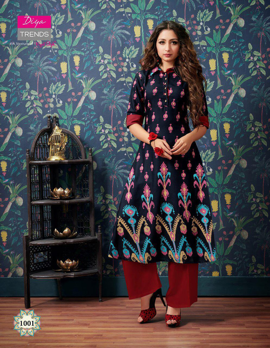 Purplecity Vol-1 Diya Trends Pigment Gold print Kurti Purplecity Vol-1 Diya Trends Pigment Gold print Kurti